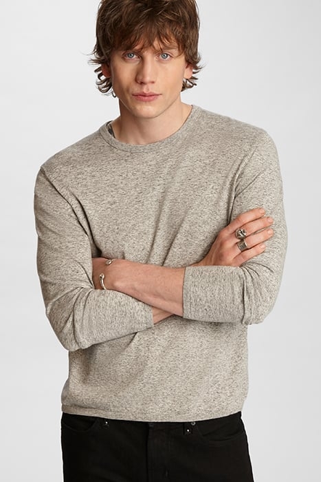 HUNTINGTON LS CREW IN RESERVE DYE COTTON STONE GREY 1