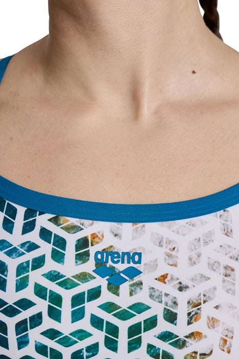 WOMEN'S ARENA PLANET WATER SWIMSUIT CHAL BLUE COSMO-WHITE MU 8
