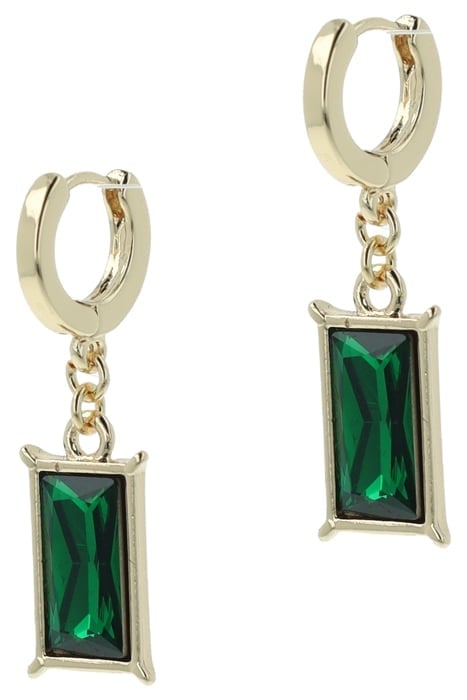 GREEN CRYSTAL DANGLING HOOPS GOLD 1