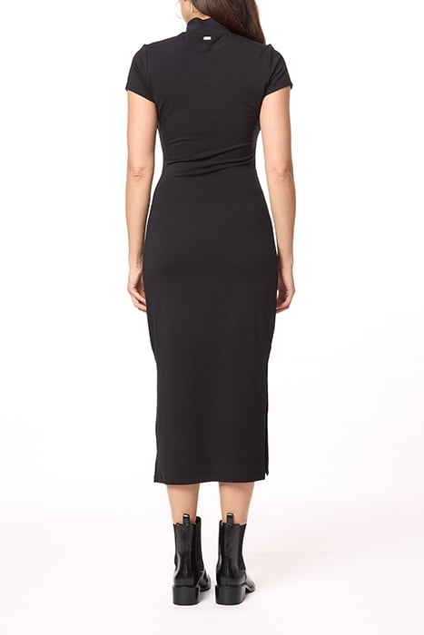 CAP SLEEVE MIDI FUNNEL NECK BLACK 5
