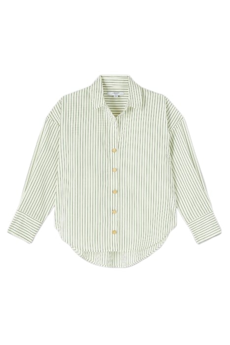 BEXTOR STRIPED BUTTON-DOWN SHIRT GREEN/CREAM 3