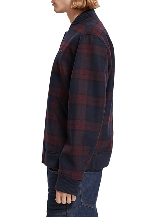 WOOL BLEND CHECK BOMBER JACKET BORDEAUX NIGHT CHECK 6