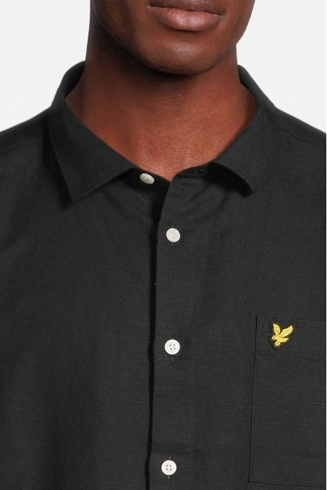 COTTON LINEN SHORT SLEEVE SHIRT JET BLACK 4