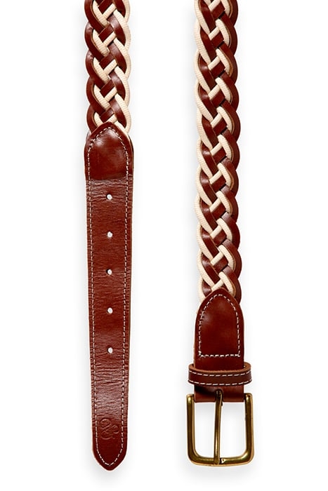BRAIDED LEATHER & CORD BELT COGNAC 2