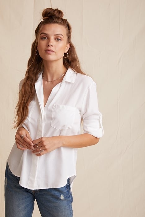 SPLIT BACK BUTTON DOWN WHITE 1