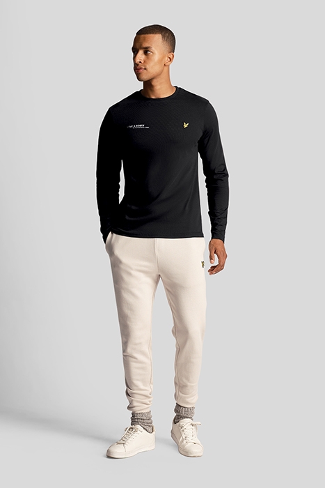 CO-ORDINATE PRINT PLAIN LONG SLEEVE T-SHIRT JET BLACK 3