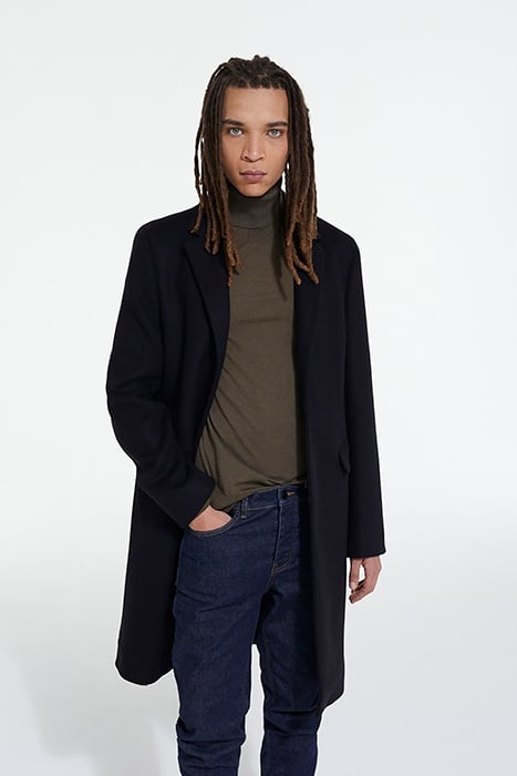 MANTEAU LONG POCHES RABATS BLACK 1