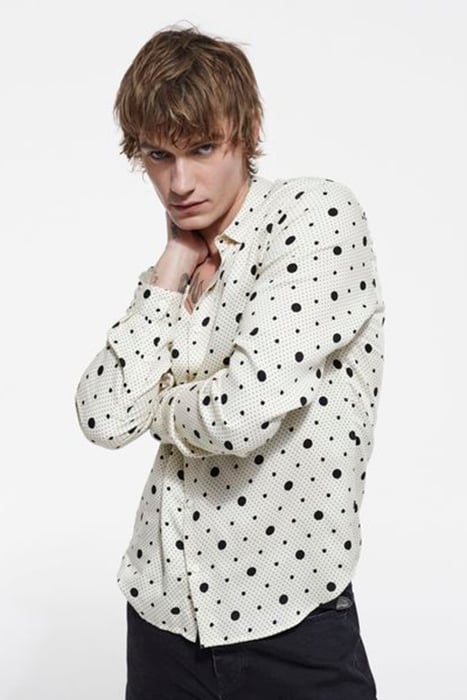 CHEMISE MANCHE LONGUE HOMME POLKA DOTS ECRU BLACK 1