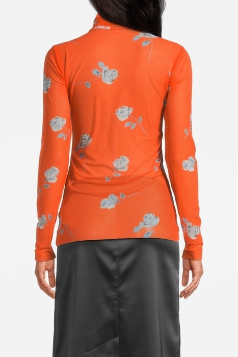 PRINTED MESH LONG SLEEVE ROLLNECK ORANGEADE 2