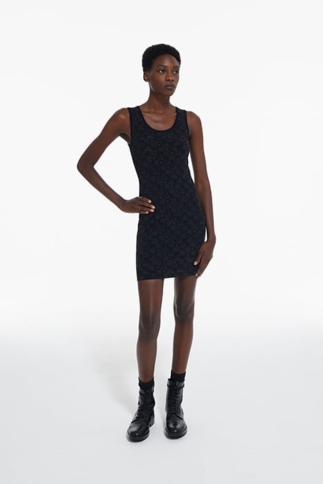 ROBE JACQUARD LOGO ALL OVER BLACK DARK GREY 3