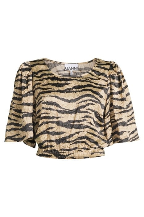 CRINKLED SATIN BLOUSE PALE KHAKI 3