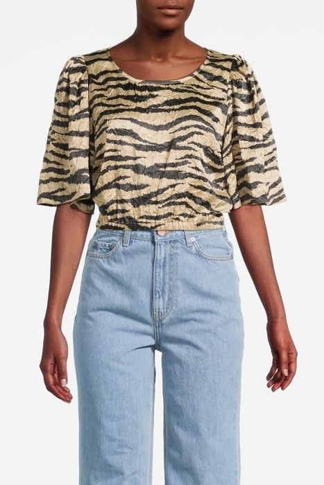 CRINKLED SATIN BLOUSE PALE KHAKI 1