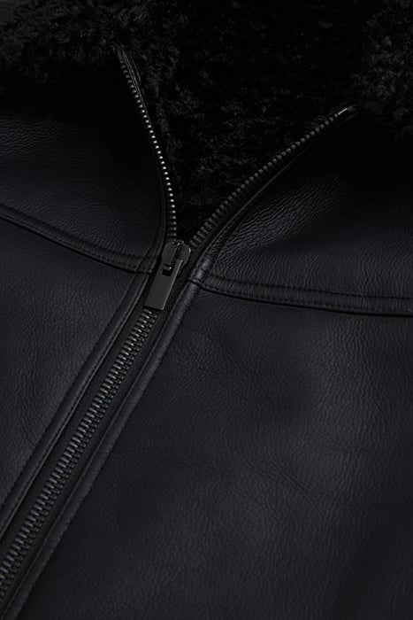 BLOUSON BIKER EN FAUSSE FOURRURE BLACK 2