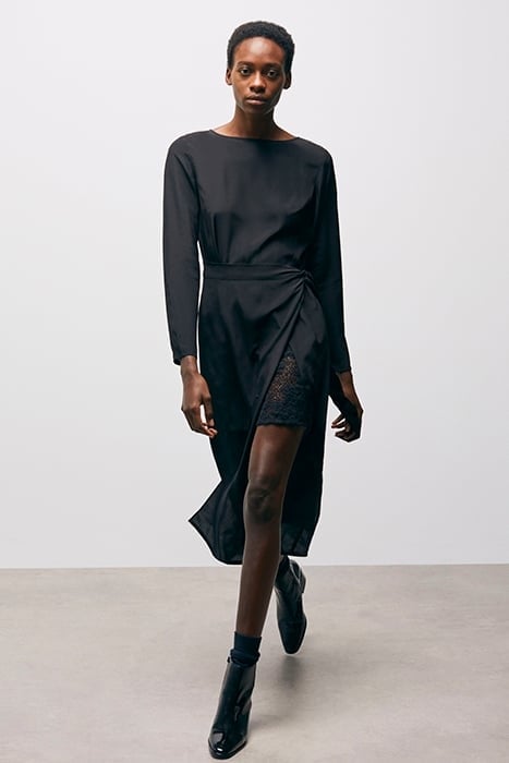 ROBE LONGUE MANCHES LONGUES JUPE DENTELLE BLACK 4