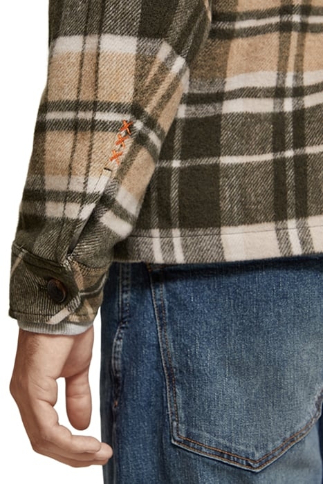 BRUSHED WOOL-BLEND CHECKED OVERSHIRT GREEN CHECK 8