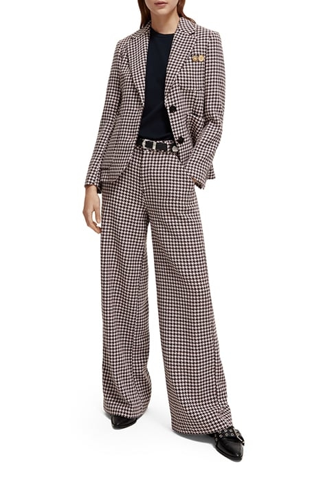 HANA - HOUNDSTOOTH HIGH RISE WIDE LEG PANTS HOUNDSTOOTH PINK 3