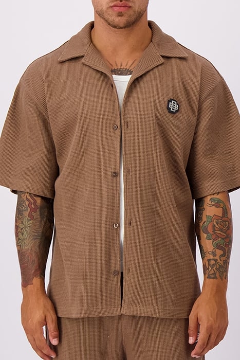 MONOGRAM WAFFLE SHIRT BROWN 1