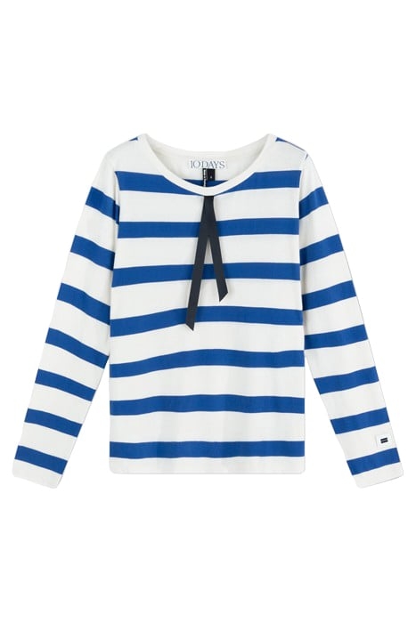 LONGSLEEVE TEE BOW STRIPE ECRU/ELECTRIC BLUE 4