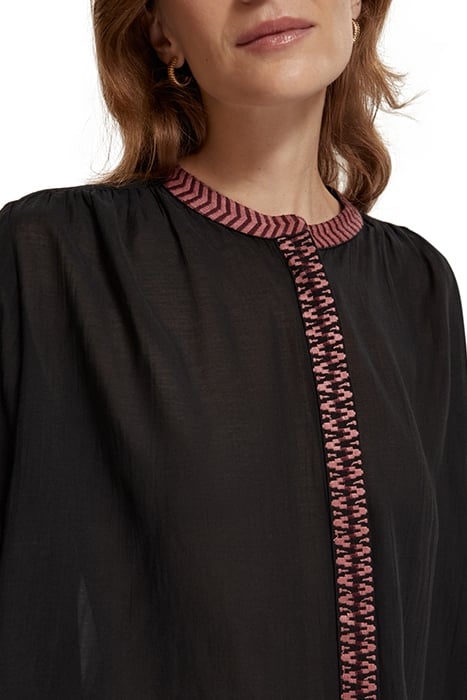 SHIRT WITH GATHERING AND EMBROIDERY DETAIL EVENING BLACK 5