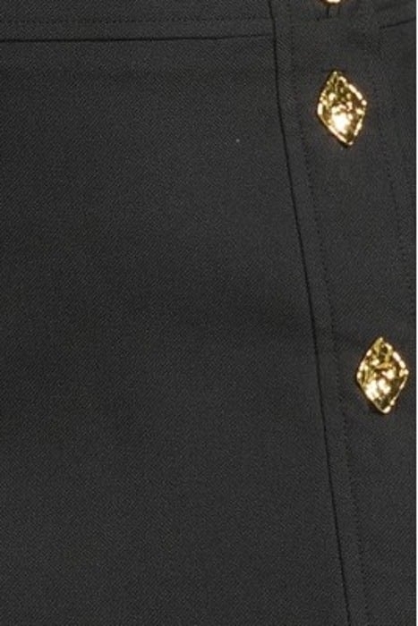SUMMER SUITING BUTTON CLOSURE MINI SKIRT BLACK 5