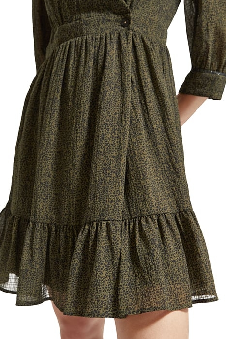 WRAP MINI DRESS LEOPARD SPOT GREEN 8