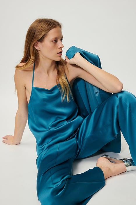 SATIN SPAGHETTI TOP DEEP TURQUOISE 5