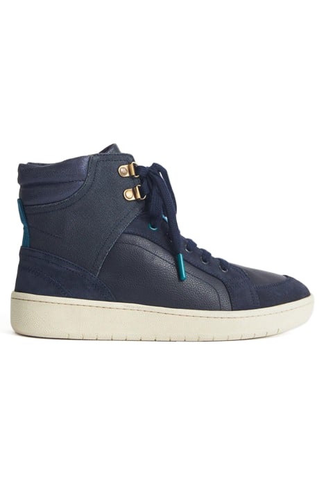 LEATHER SUEDE HI TOP TRAINER NAVY 1