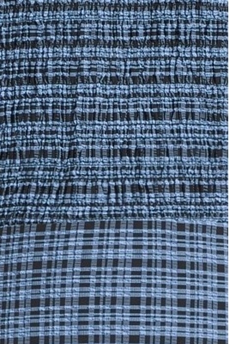 STRETCH SEERSUCKER SMOCK DRESS MINI CHECK GRANADA SKY 5