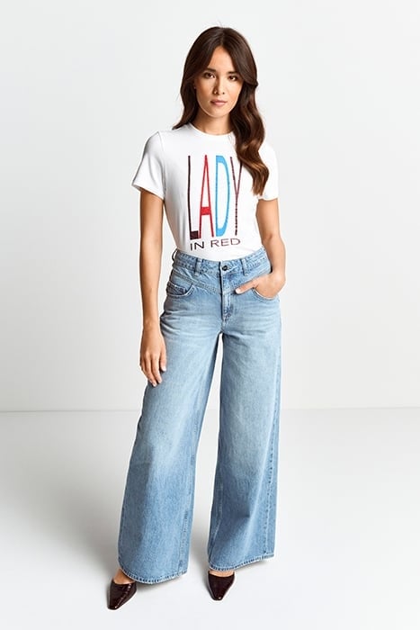 SLIM FIT T-SHIRT WITH PRINT "LADY" ORGANIC WHITE 2