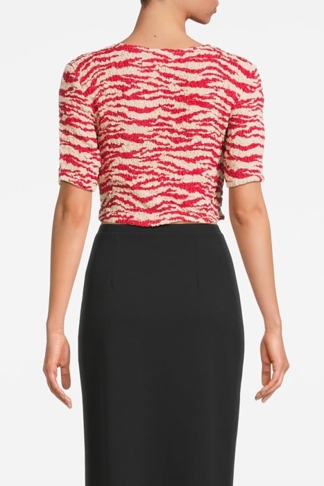 PRINTED LIGHT GEORGETTE CROPPED SMOCK BLOUSE CASTLE WALL 2