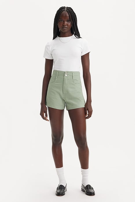 HIGH WAISTED DENIM SHORT IN GREEN 1