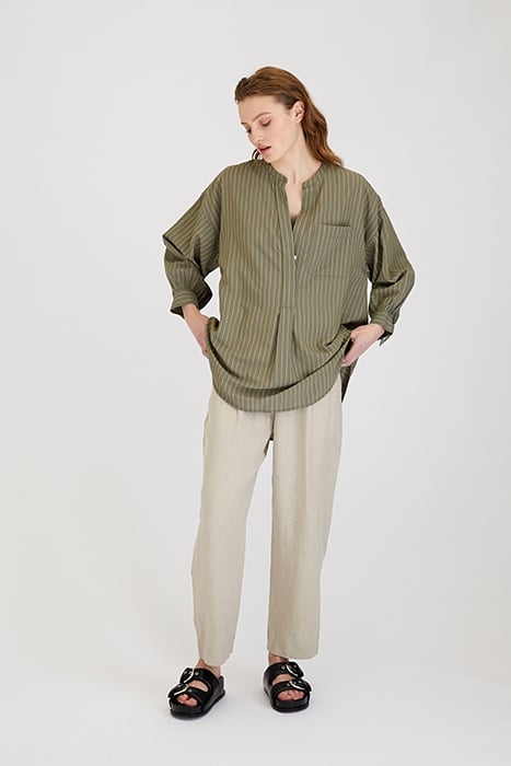 STRIPED ARTIST SHIRT GREEN KELP 1