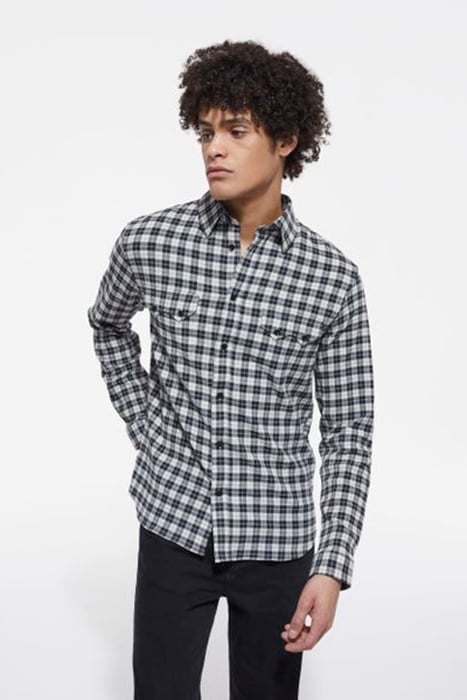 CHEMISE TISSU GAUFFRE AVEC POCHES PLAQUEES LIGHT GREY 1