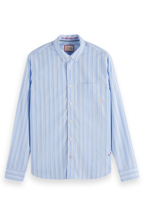 PRINTED POPLIN STRIPE SHIRT WITH BACK ARTWORK BLUE STRIPE 1
