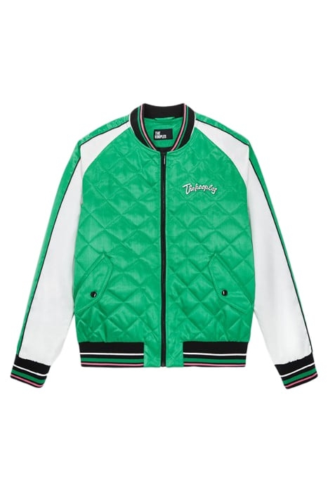 BOMBER BRODERIE FLOWER SKULL GREEN-WHITE 4