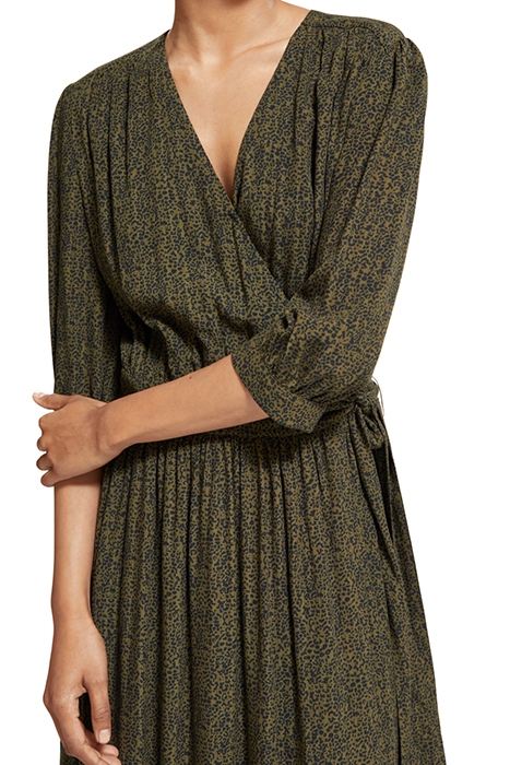 MIDI WRAP DRESS LEOPARD SPOT GREEN 6