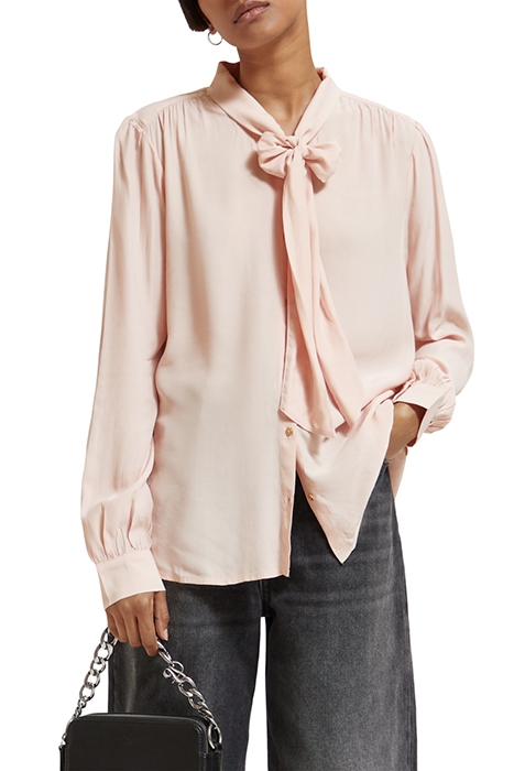 SHIRT WITH TIE NECK PALE PINK 1