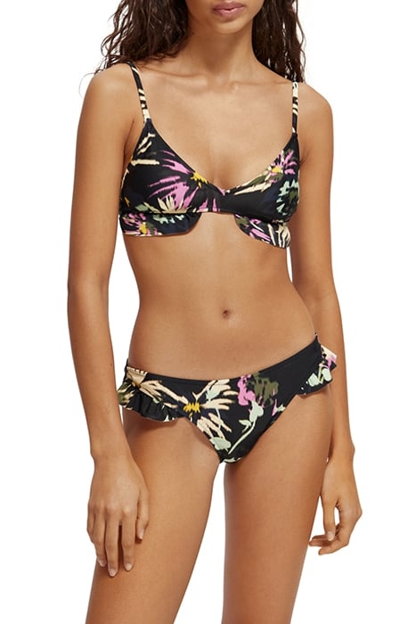 RUFFLED TRIANGLE BIKINI TOP ASTER BLACK 1