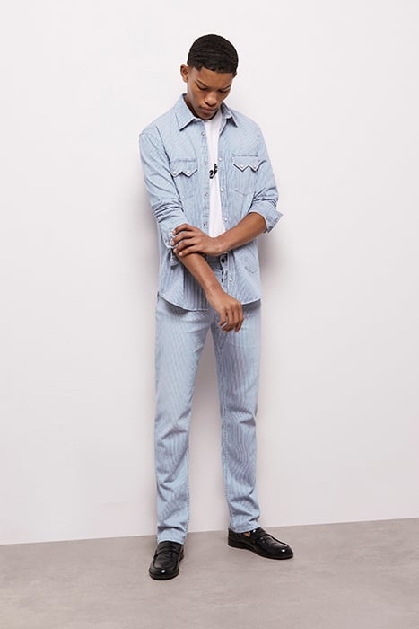 JEAN RAYÉ BLEU COUPE DROITE BLUE DENIM 5