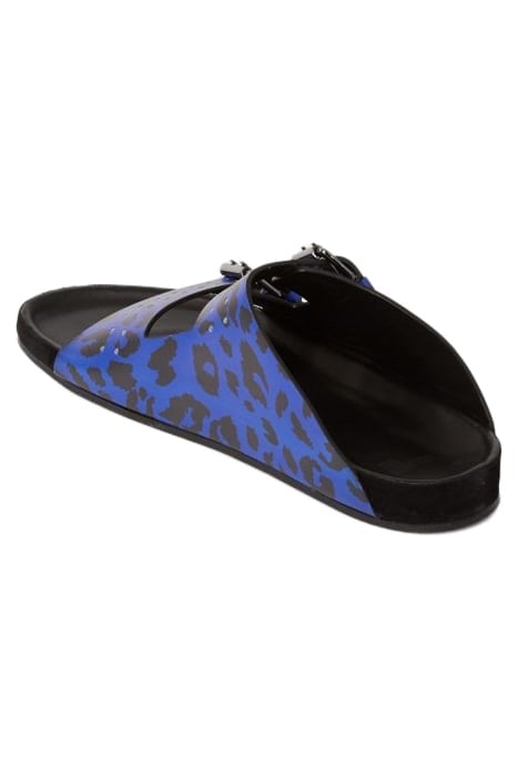 SANDALES EN CUIR IMPRESSION LEOPARD BLUE 4