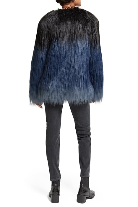 GRADIENT FAUX FUR JACKET DUSTY BLUE 3