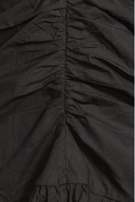 COTTON POPLIN GATHERED U-NECK MINI DRESS BLACK 5