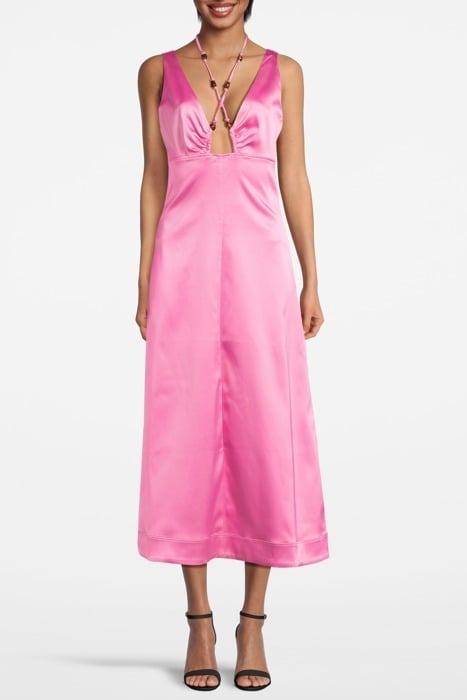 DOUBLE SATIN HALTER-NECK DRESS WILD ORCHID 1