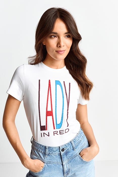 SLIM FIT T-SHIRT WITH PRINT "LADY" ORGANIC WHITE 1