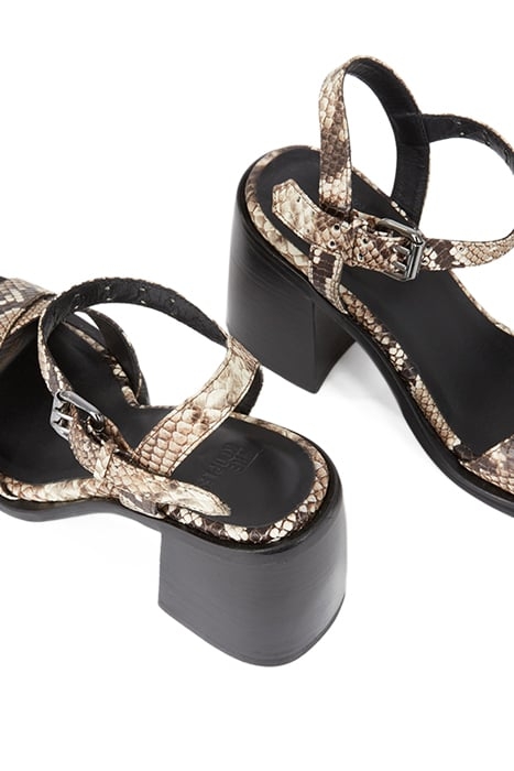 SANDALES A TALON EN CUIR EMBOSSEE PYTHON BEIGE-BROWN 3