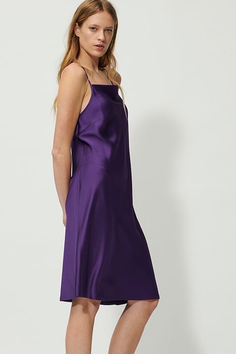 SATIN SLIPDRESS WITH BIAS CUT DEEP PURPLE 1