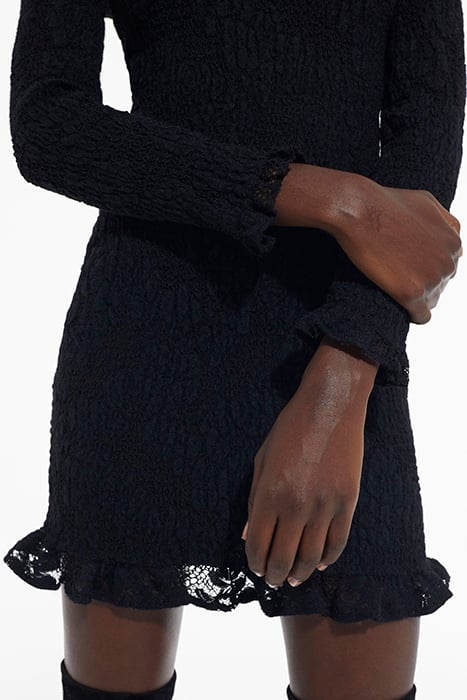 ROBE COURTE MANCHES LONGUES SMOCKEE BLACK 6