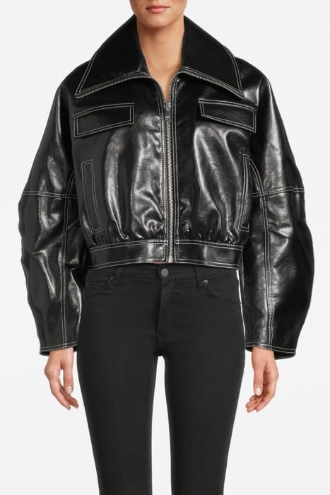 FUTURE COATED CURVED SLEEVE JACKET BLACK 1