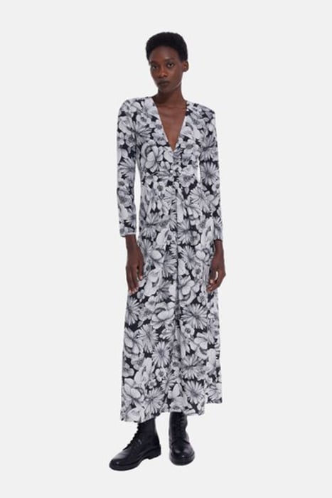 ROBE LONGUE EN ROMANTIC GARDEN BLACK WHITE 1