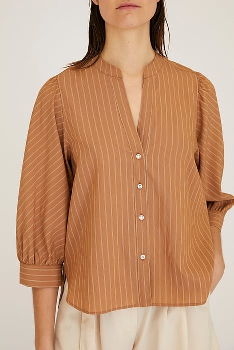 FLOWY STRIPED BLOUSE CAMEL 1